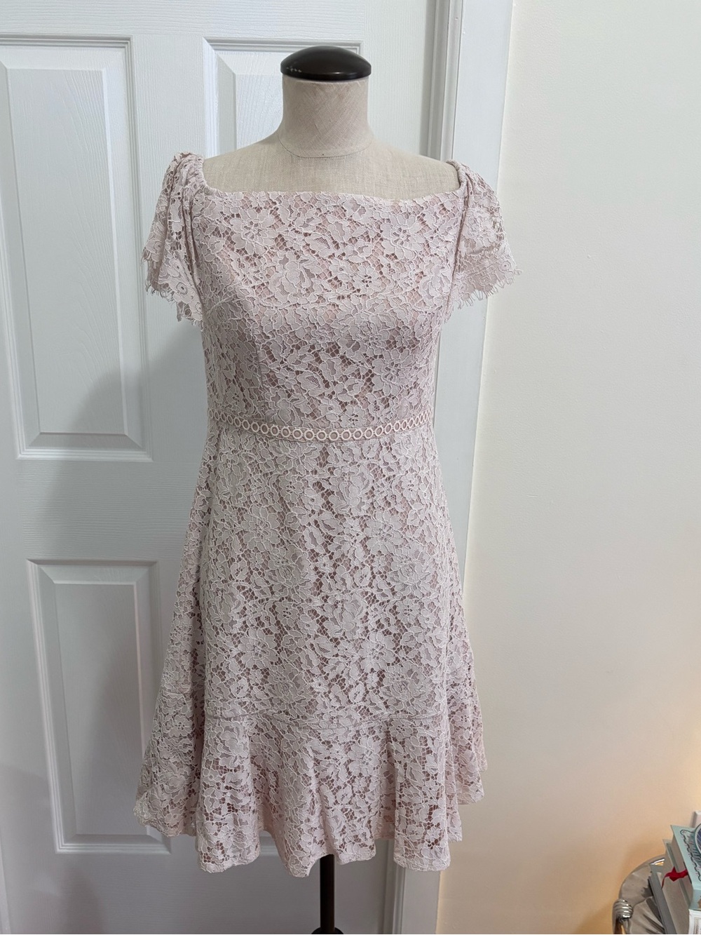J. Crew Cream Blush Lace Square-Neck Mini Dress - NWOT - size 6